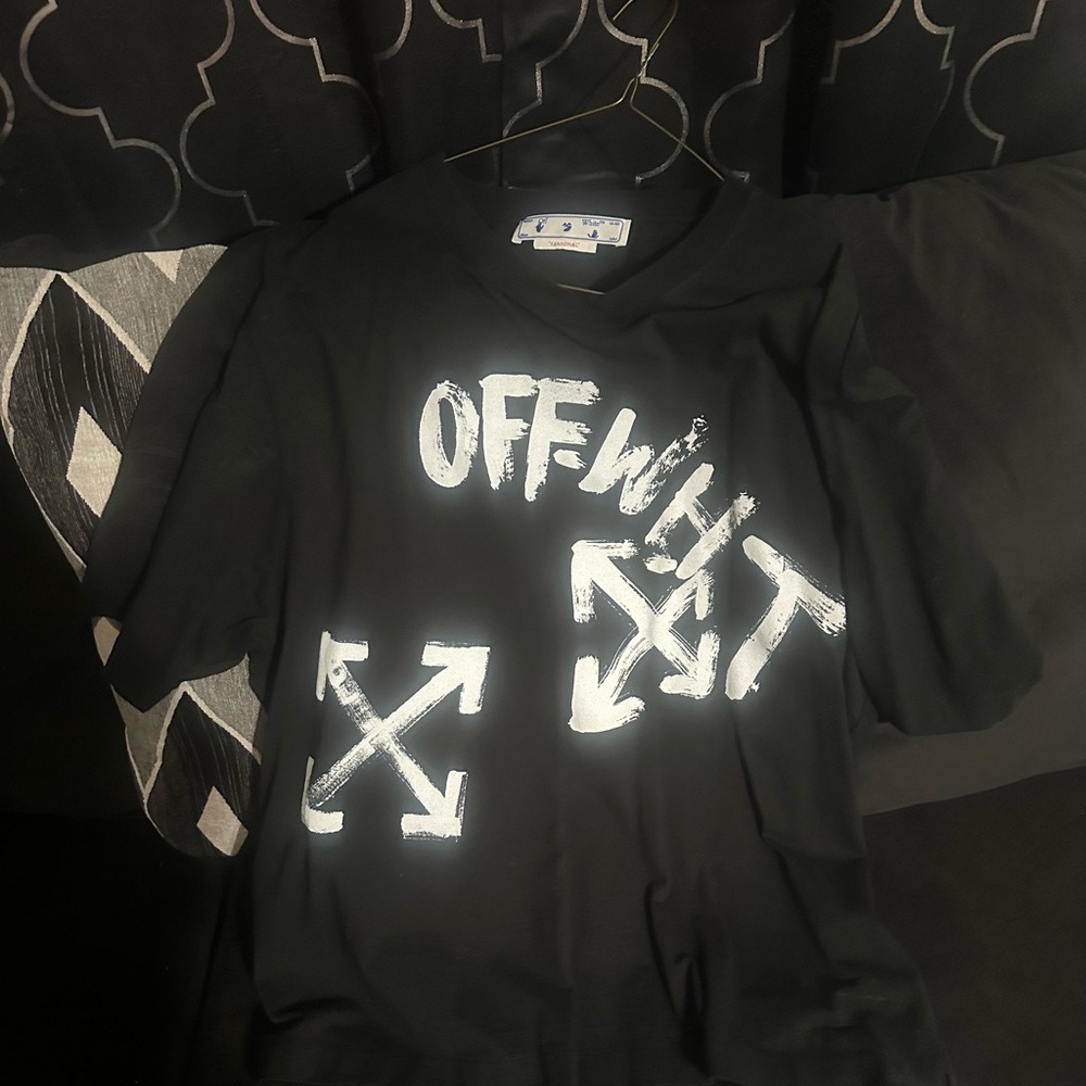Off White Black Tee with White Graphics